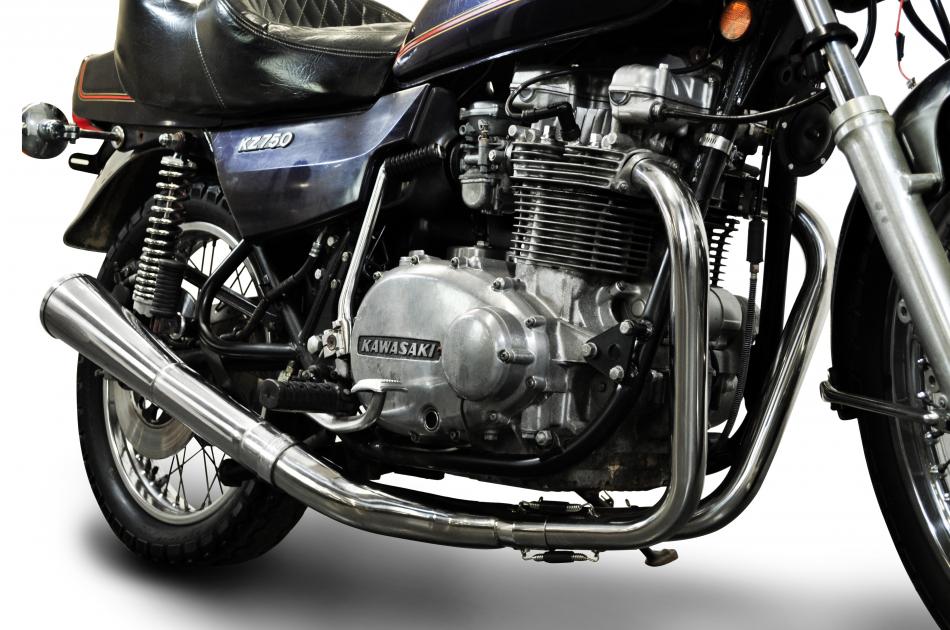 Full System to fit KZ750B (Twin) 1976-1979 with Classic Megaphone Muffler  and Stainless Steel 2-1 Headers