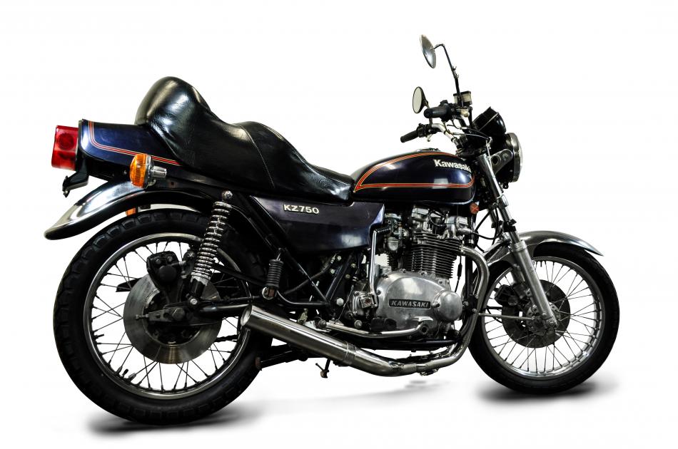 Full System to fit KZ750B (Twin) 1976-1979 with Classic Straight Muffler  and Stainless Steel 2-1 Headers