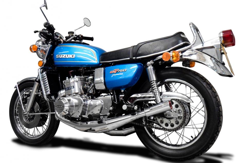 Suzuki GT750 74-77 Full 3-3 Chrome Performance Exhaust Expansion